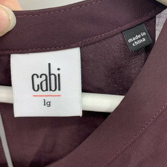 CAbi Entice Sheer Plum Blouse Top Long Sleeve Lg - Picture 4 of 11
